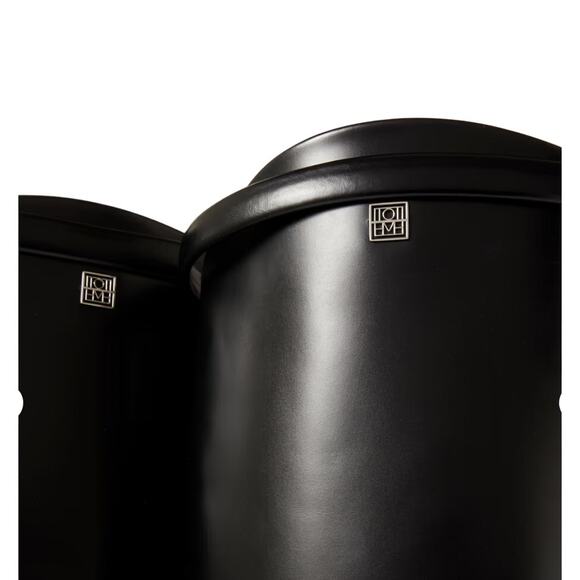 AUTHENTIC Toteme 9.5 Leather Riding Boot Square Toe Pull On Shiny Black EU40 UK7 - Picture 5 of 13